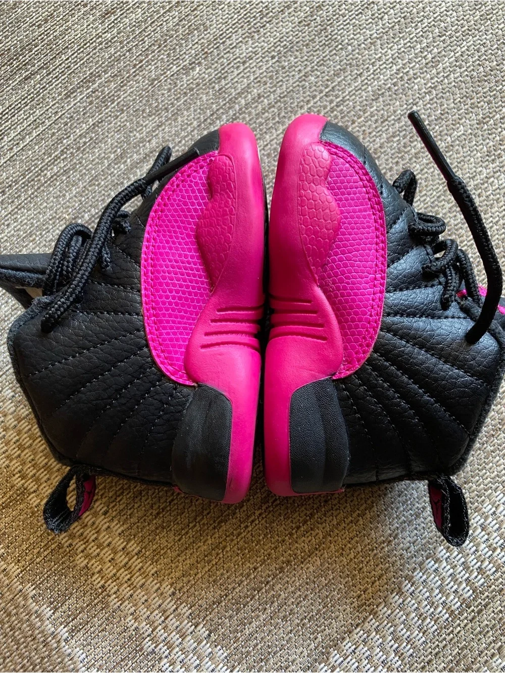 Jordan 12 Retro Infant size 4 Black and Hot Pink Sneakers